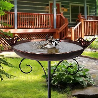 DREAMSOUL Outdoor Garden Bird Bath Metal Bird Baths Cast Iron Birdbath With M • $26.78