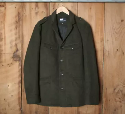 BANANA REPUBLIC Green Wool Blend Military Jacket Sz. XL (Fits L/XL) • $36.95
