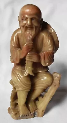 Vintage Chinese Soapstone Wise Man Figurine 6  Tall • $14.95