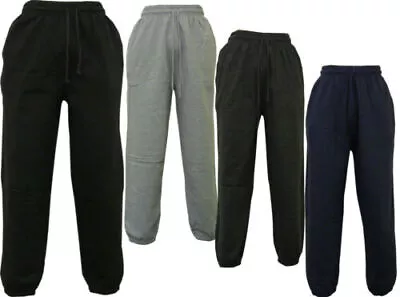 Mens Fleece Open Hem Joggers Jogging Tracksuit Bottoms Trousers Pants • £7.99