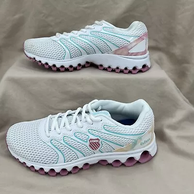 K-Swiss Tubes Shoes Womens 8 White Green Pink Comfort 200 Walk Trainers Sneakers • $24.88