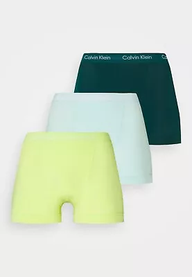 Calvin Klein Men's 100% Authentic 3 Pack Trunk Boxer Turquoise/Yellow/Green • £28.99