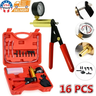 $21.97 • Buy Hand Held Vacuum Pressure Pump Tester Set Brake Fluid Bleeder Bleeding Kit + Box