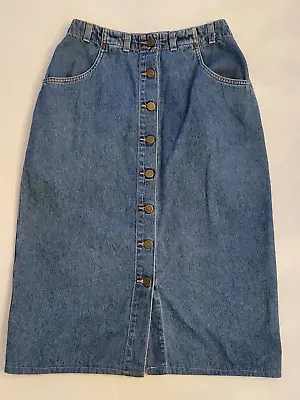 Vintage Eddie Bauer Denim Jean Skirt Buttons Size 6 • $18.99