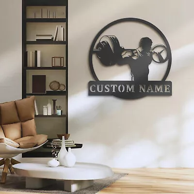 Custom Powerlifting Workout Metal Wall Art LED Bodybuilding Gym Fitness Decor • $119.99