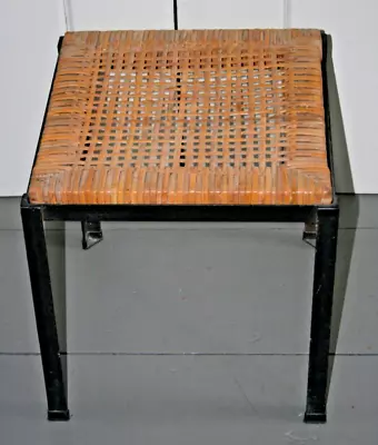 Vtg Danny Ho Mid Century MCM Iron Cane Wicker Rattan Dining Stool Bench Seat • $255.93