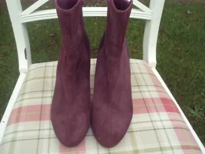 £5.50 • Buy Ladies Burgundy Brown Suede Narrative Boots Size Uk 6