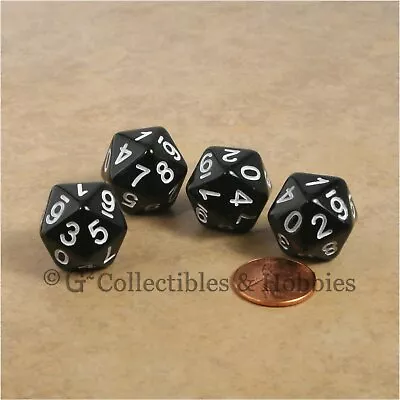 NEW Set Of 4 Black D10 Twenty Sided 0 To 9 Twice Game Dice D&D RPG 20mm D10s • $4.99
