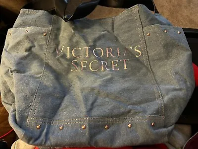 Victoria Secret Large Denim Bag Studded Med. Wash Blue • $23