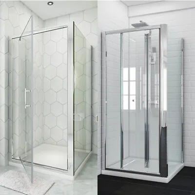 Bi Fold Pivot Shower Enclosure Door Glass Screen Walk In Cubicle Panel And Tray • £281.19