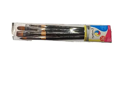 Daler Rowney System 3 Acrylic Brush Pack Set 402 Round Filbert Flat Bright • £16