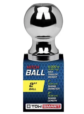 Trailer Hitch Ball 5000lbs Length 2” Diameter 1” Chrome TowSmart • $12.99