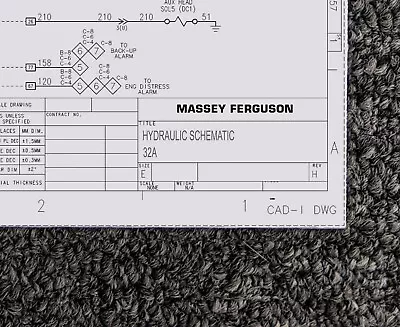 MASSEY FERGUSON BACKHOE 32A Hydraulic Schematic Manual Diagram • $209.30