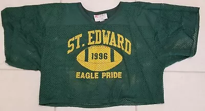 Vtg 1996 St Edward Eagle Pride Football Mesh Practice Crop Half Jersey XL Green • $14.98