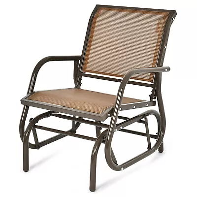 Topbuy Outdoor Single Glider Chair Rocking Seating Lounging Chair With Armrest • $99.99