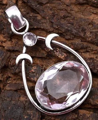 Pink Kunzite Gemstone 925 Sterling Silver Handmade Jewelry Pendant • £12.61