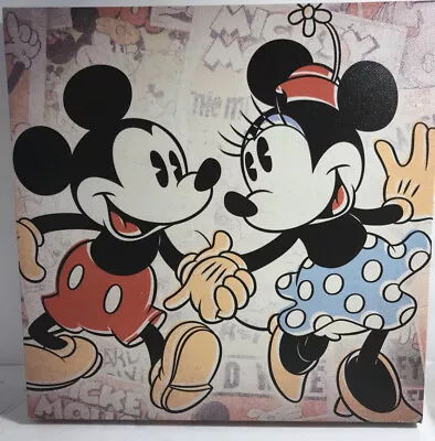 Vintage Mickey And Minnie 12 X 12 Canvas By Artissimo LOOKS NEW WITHOUT TAGS • £7.71