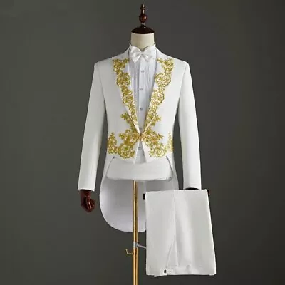 2023 Men Jacket+pants Two-piece Wedding Dress Tail Suit Tuxedo • $90.33