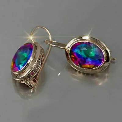 925 Silver Filled Ruby Ear Hook Drop Earrings Cubic Zirconia Anniversary Jewelry • £3.85