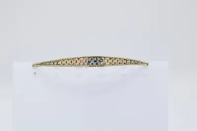 Vintage 14K Yellow Gold White Gold And Rose Gold Woven Bracelet 7  • $422