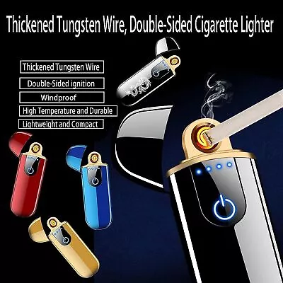 USB Electric Rechargeable Cigarette Lighter Touch Sensor Windproof Flameless UK • £3.85