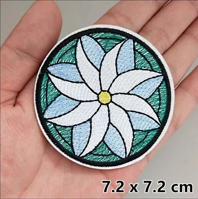 White Lotus Embroidered Applique Gift Jacket Accessories Badge Iron On Patch  • £3.20