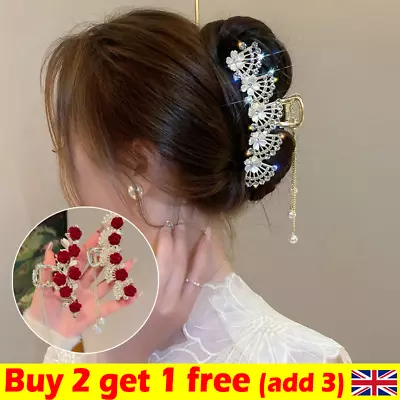 Metal Hair Clips For Women Strong Large Traditional Clip Jaw Claw Clamp  Grip  • £4.69