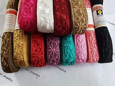 £1.85 • Buy 1 Yard Soft Beautiful Embroidered Pattern Lace Trimming Ribbon Net Wedding Dress