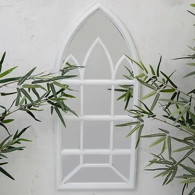 £23.95 • Buy White Arched Mirror Gothic Window Style Hallway Wall Mirrored Garden Decor 