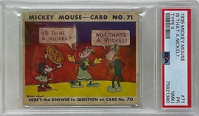 1935 Mickey Mouse Gum Card Type II Is That A Nickel?.. #71 Walt Disney PSA PR 1 • $129.99