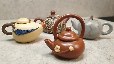 Antique Chinese Yixing Hand Made Miniature Teapots (X4) Set; Early 1900's. • $59