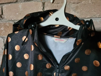 $70 • Buy BNWOT GORMAN Black & Rose Gold/copper POLKA DOTS Rain Coat/Jacket ONE SIZE