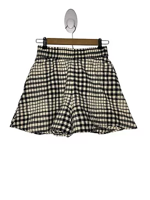 Zara Womens Size XS Shorts Elastic Waist Linen Ivory & Black High Waist • $12