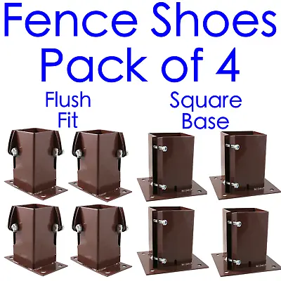 £32.90 • Buy Fence Post Shoes Bolt Down **PACK 4** 75mm/3  Or 100mm/4  Garden Post RED/BROWN