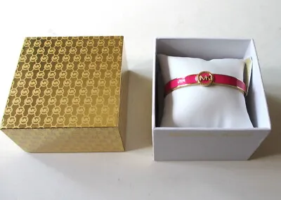 MICHAEL KORS Gold Tone Fuchsia Coral Enamel Bangle Bracelet MKJ7867710 MKJ7867 • $45