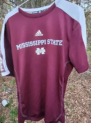 Mississippi State University Bulldogs Adult L Adidas Climalite Shirt Great Shape • $14.50