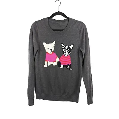 J. Crew Womens Sweater Est. Size M? French Bull Dog Teddie Crew Neck Novelty • $28.88