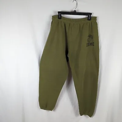 VINTAGE USMC Pants Mens Large Green Black Sweat Jogger Soffe Made In USA 90s • $24.97