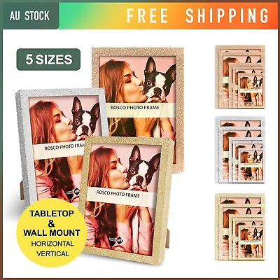 Glitter Photo Frame Glass Picture Display Gold Silver Frames 4x6 5x7 6x8 8x10 A4 • $11.95