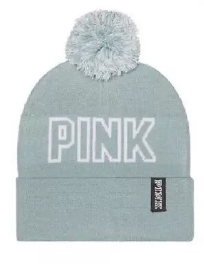 Victoria’s Secret Pink Beanie Hat Knit Logo Green Victoria Secret Nwt • $16.99