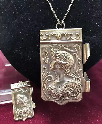 2 Antique Art Nouveau Aide Memoire Carnet De Bal Pendants Mother Daughter Doll • $179.45