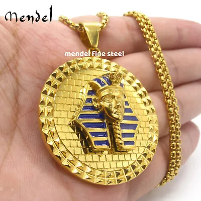 MENDEL Mens Egyptian Gold Plated Tone Pharaoh King Tut Hip Hop Pendant Necklace • $19.99