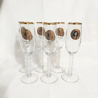 Elvis Presley Champagne Glasses Song Names Stem Gold Trim Set Of 6 Vintage • $55