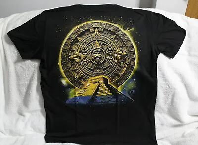 Aztec Calendar Sun Stone Mayan Mexico Pyramid T-shirt • $11.27