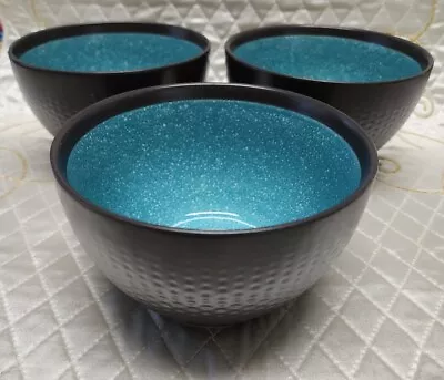 Mikasa Maddox Teal Gray Stoneware 3 Cereal Bowls  • $22.49