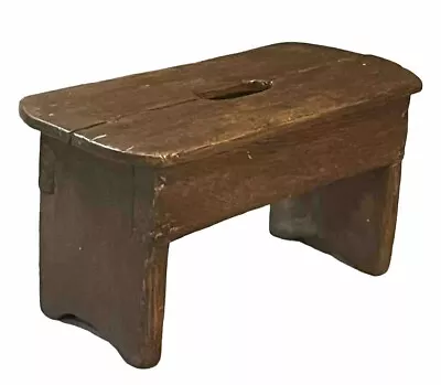 Primitive Square Nails Handmade Wooden Foot Milking STOOL Rustic Patina Handle • $44.95