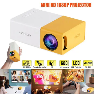 YG300 Mini Portable Projector Multimedia FHD 1080P Home Theater Cinema Beamer • £24.99