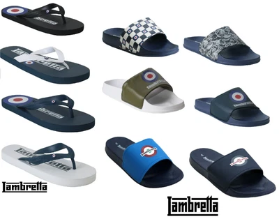 £9.99 • Buy Mens Lambretta Slip On Pool Indoor Slider Bathroom Mule Adult Flip Flops Sandals