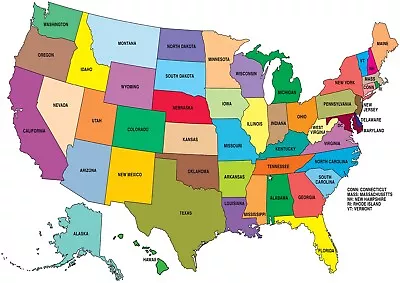 £9.99 • Buy USA Map States United States Of America Poster Print A2 A3 A4 A5 A6