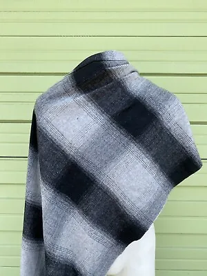 ZARA Men Black White Ombre Plaid SCARF Flowy 24% Wool  9198 301 #1499 • $27.82